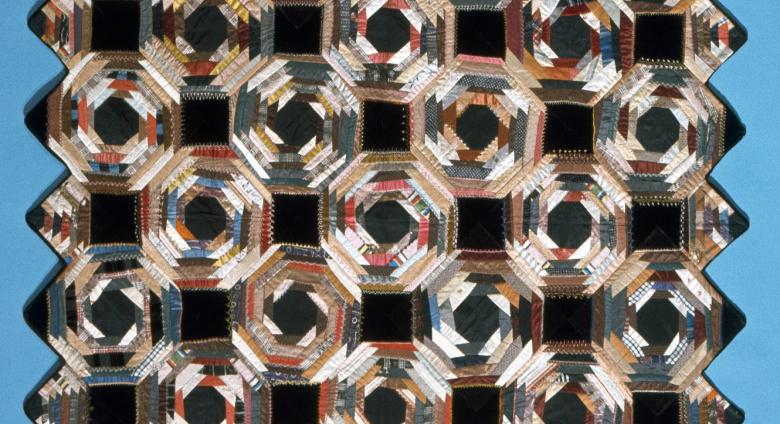 Laura Clark's Silk Patchwork Table Cover, 1855 - 1885 