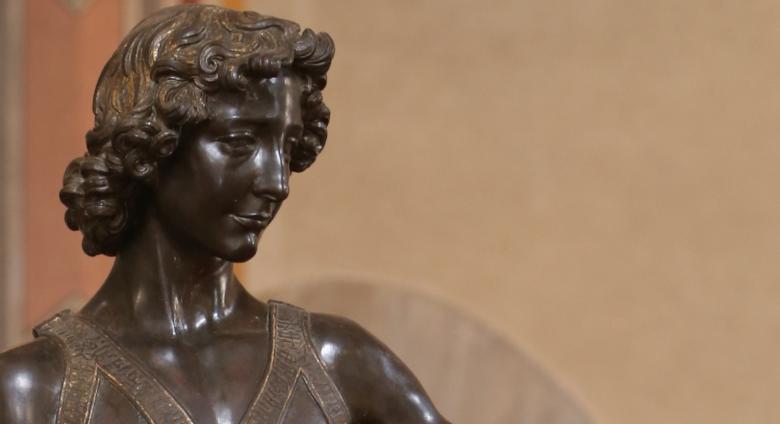 Andrea del Verrocchio, Detail of David with the head of Goliath, c. 1466 - 69. Bronze. Bargello National Museum.