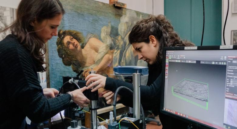 Restoration scientists at INO analyse Artemisias Inclination ph Olga Makarova Calliope Arts Archive