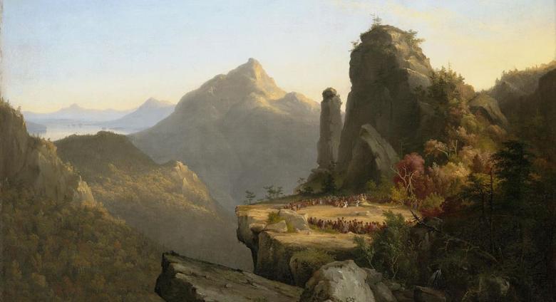 Thomas Cole 'Scene from "The Last of the Mohicans," Cora Kneeling at the Feet of Tamenund', 1827, oil on canvas