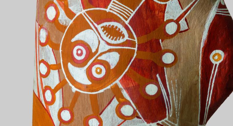 Aboriginal art. Gabriel Maralngurra, Lorrkkon (detail), 2016.
