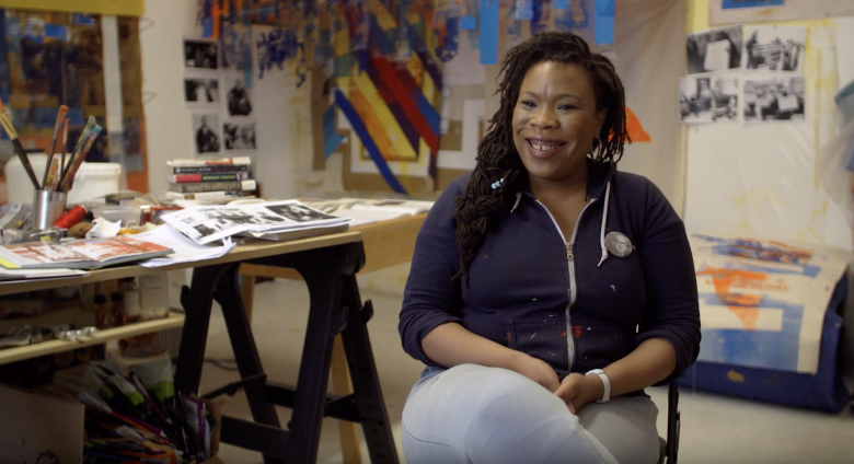Tomashi Jackson in her studio