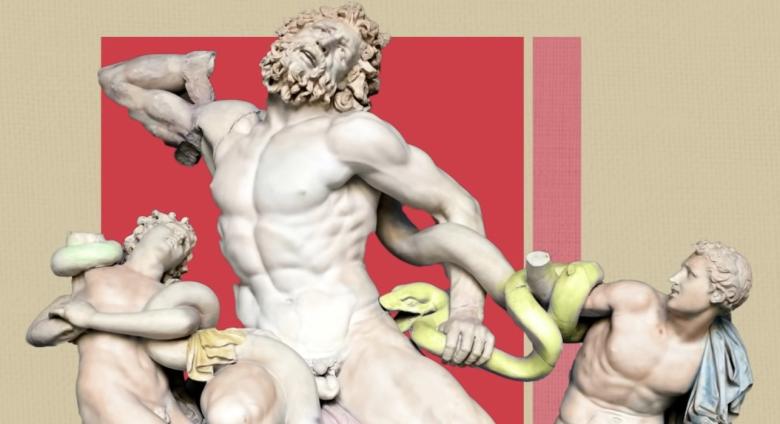 Laocoon and His Sons Statue Painted