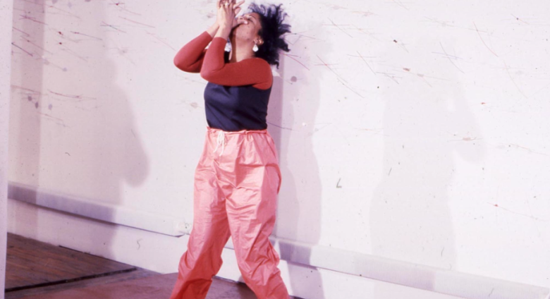  Senga Nengudi performing Air Propo at Just Above Midtown, 1981, Courtesy Senga Nengudi