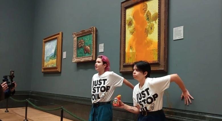 Just Stop Oil's protest at the National Gallery.