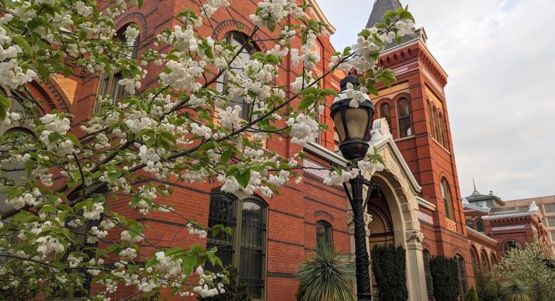 Entrance to the Smithsonian Arts and Industries Building from the Haupt Garden, 2024. License.