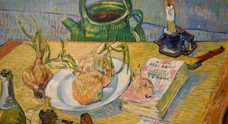 Vincent van Gogh, Still life with a plate of onions, 1889, oil on canvas. License