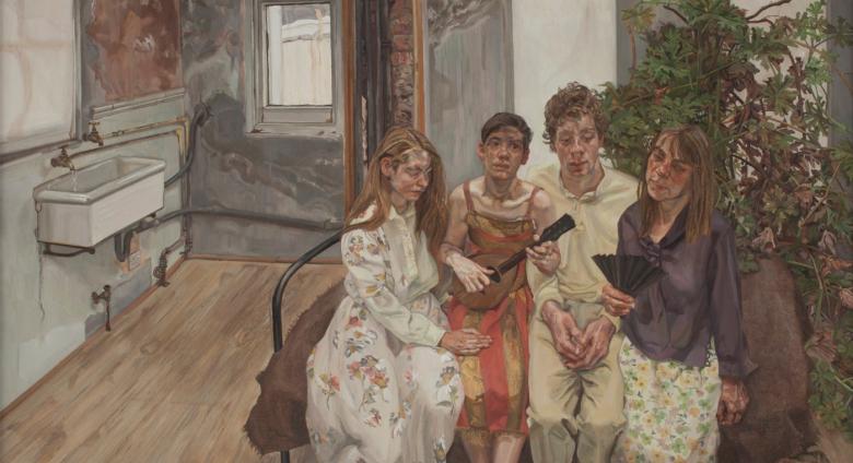 Lucian Freud, Large Interior, W11 (after Watteau), 1981-1983. Oil on canvas, 73 x 78 inches. Paul G. Allen Family Collection.