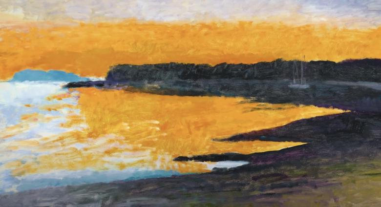 detail of painting abstract landscape