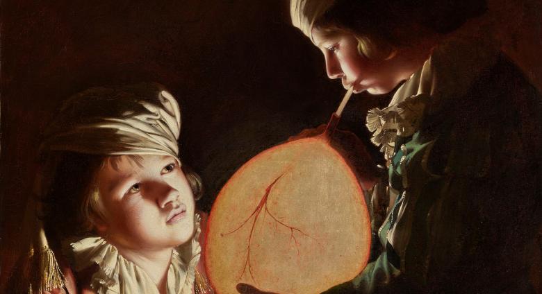 Joseph Wright of Derby, Two Boys with a Bladder, oil painting