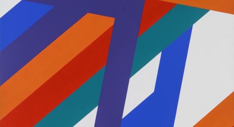 Dóra Maurer, Relative Quasi Image, 1996. Acrylic on canvas and wood. 100 × 100 cm. Private collection. © Dóra Maurer