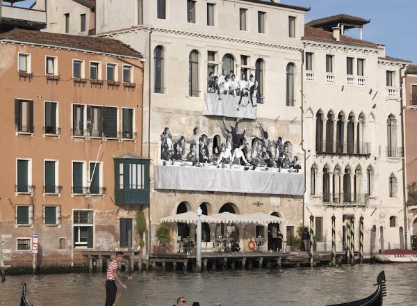 JR, Il Gesto, A contemporary reinterpretation of The Wedding at Cana, created for Palazzo Ca’ da Mosto, The Venice Venice Hotel. Courtesy JR Studio, Fondazione Bonotto, and The Venice Venice Hotel.