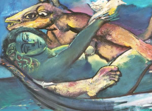 Lovers, 1993, 34 x 48 in., oil on canvas. Courtesy of The Edward E. Boccia Artist Estate and the Philip Slein Gallery, St. Louis.