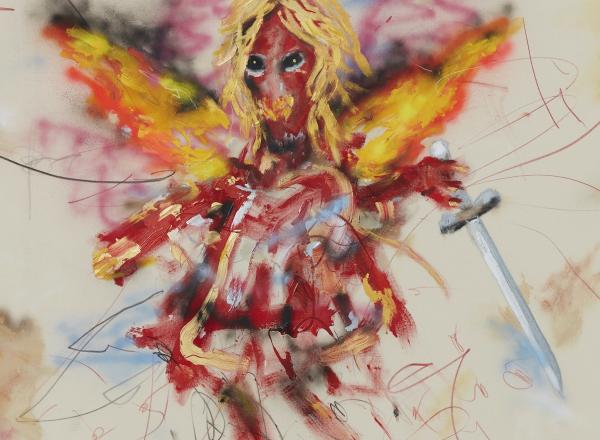 red and yellow flame-ridden