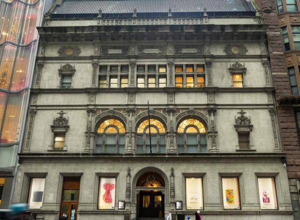 Exterior view of the Art Students League building on West 57th Street in New York.  For 150 years, the League has been offering affordable instruction on par with col- lege and university art programs.