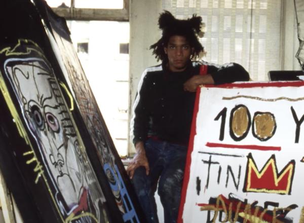 Basquiat with works inside
