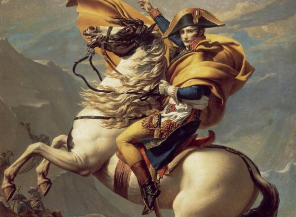 Jacques-Louis David, Napoleon Crossing the Alps (1805), oil on canvas, Wikimedia Commons
