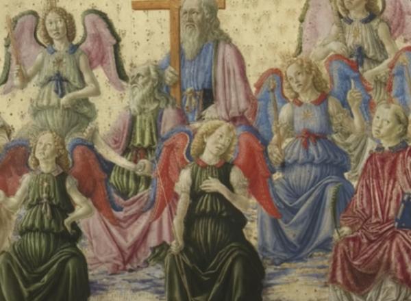 Detail of angel painting, group of angels