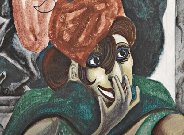 detail of woman pointing british modernism