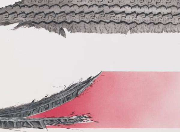 broken tire artistically rendered 