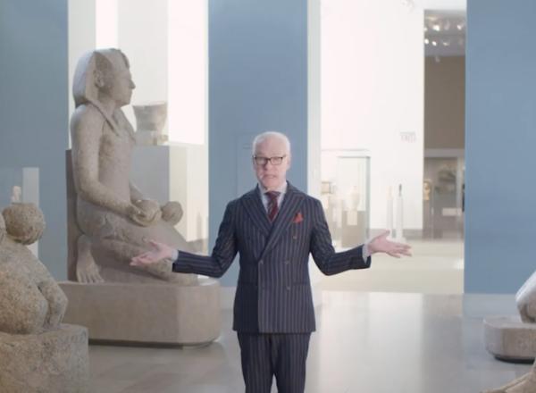 Tim Gunn Standing in Egyptian Art Gallery at the Met