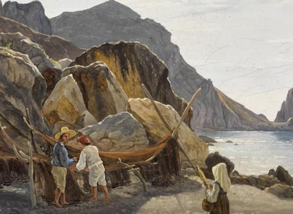 Fishing Scene next to cliff detail
