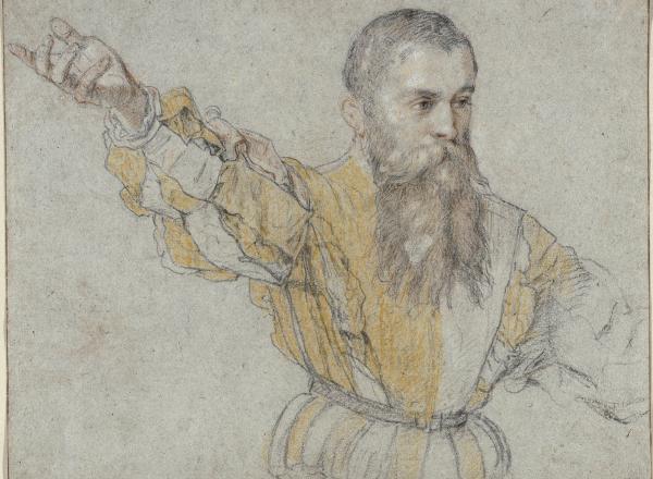 Giuseppe Porta, Bearded Man with his Right Arm Raised, 1562/64.