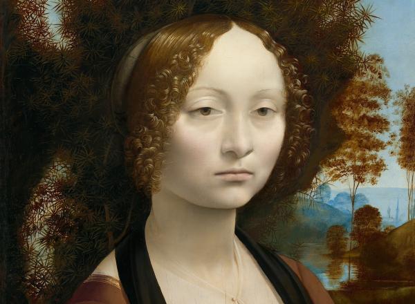 Ginevra de’ Benci [obverse]. 1474/1478. Leonardo da Vinci. Oil on Panel. Ailsa Mellon Brue Fund, National Gallery of Art.