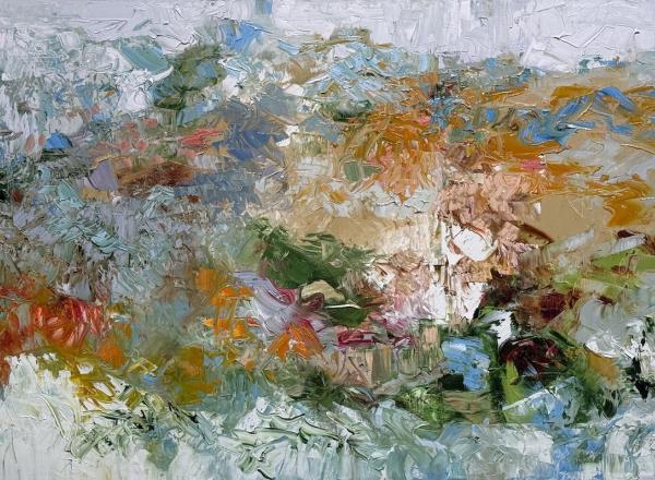 Chris Hayman, Landscape's Rapture, Oil on canvas, 36 × 72 in.