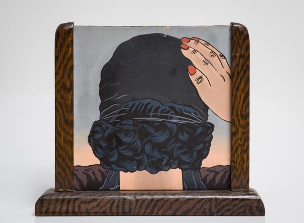 Christina Ramberg, Untitled (Hair), 1968, Acrylic on Masonite, in artist's hand painted wood frame, 17.8 × 51.5 cm (7×20 1/4 in.) 