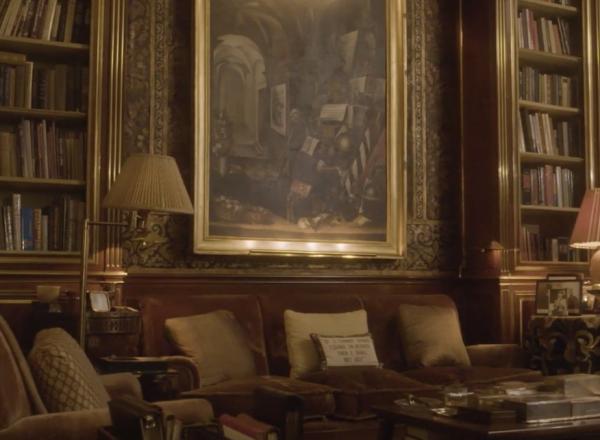 Interior of home, library and painting