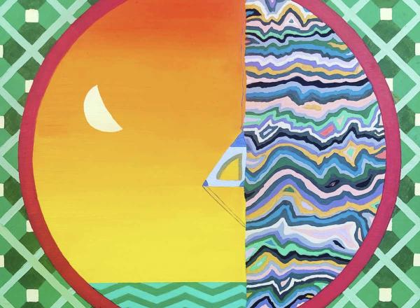 "Cliffside Portal," by Jeremiah Jossim. Painting—Oil on Canvas. 15" x 15". $500. 