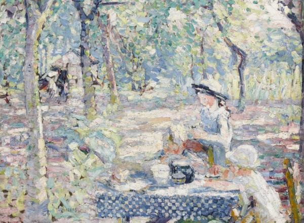 Joseph Raphael (1869-1950), Tea in the Orchard, oil on canvas. Painted circa 1916. Price realized: $548,075. WORLD AUCTION RECORD FOR THE ARTIST.