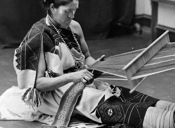 The late We'wa photographed weaving by John K. Hillers (1843-1925).