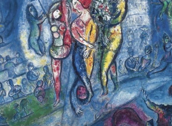 detail of marc chagall circus image, blue
