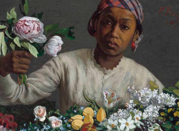 Frederic Bazille (1841-1870), Woman with peonies, 1870. Originally titled Negress with Peonies