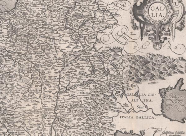 intricate map on discolored paper 