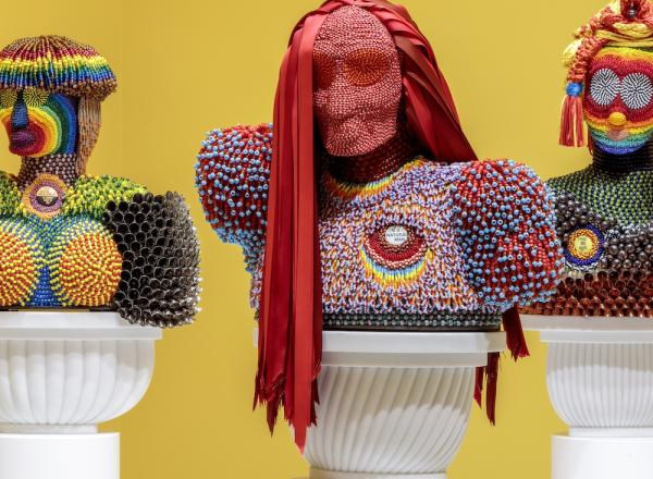 Installation view of Jeffrey Gibson: the space in which to place me at The Broad, Los Angeles, May 10 to September 28, 2025. Photo by Joshua White/JWPictures.com, courtesy of TheBroad.