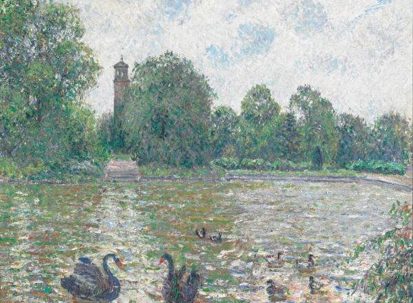 Camille Pissarro (French, 1830–1903), Pièce d'eau à Kew, Londres (Ornamental Lake at Kew [Gardens], London), 1892