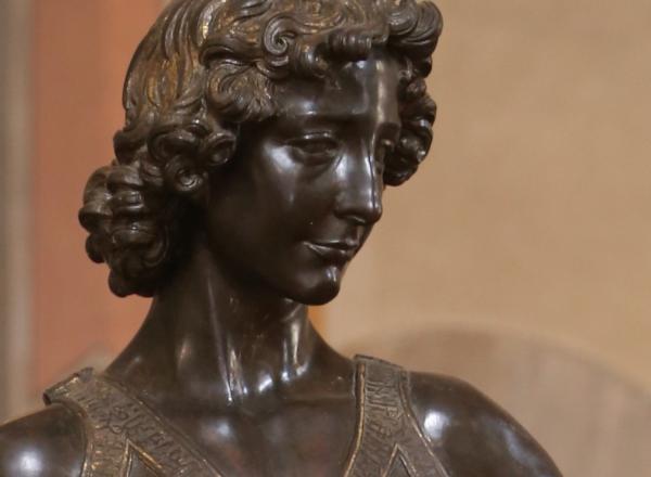 Andrea del Verrocchio, Detail of David with the head of Goliath, c. 1466 - 69. Bronze. Bargello National Museum.