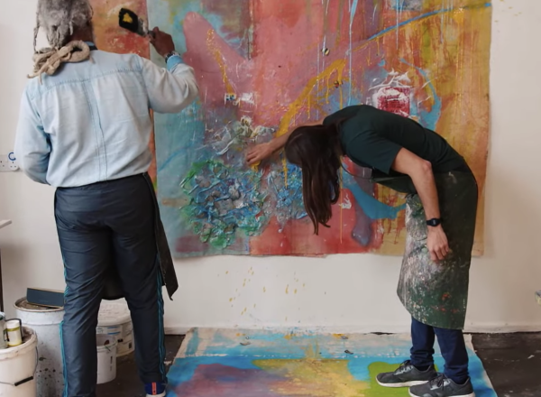 Frank Bowling in his studio