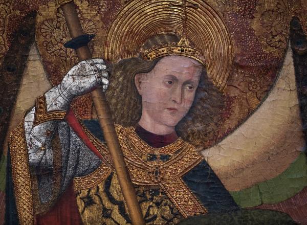 detail of St Michael Defeating the Devil by the Master of Belmonte  