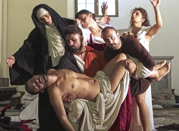 Performers recreate lamentation image
