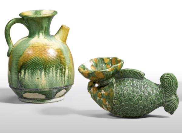 several ceramic objects with white background