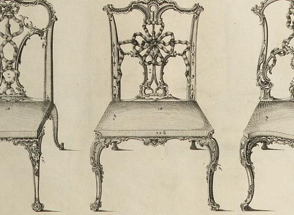 Thomas Chippendale, The Gentleman and Cabinet-maker's Director: Being a Large Collection of . . . Designs of Household Furniture in the Gothic, Chinese and Modern Taste . . ., 1754. Printed book, engraved plates. 17 3/4 x 12 1/4 x 2 inches (45 x 31 x 5 cm).