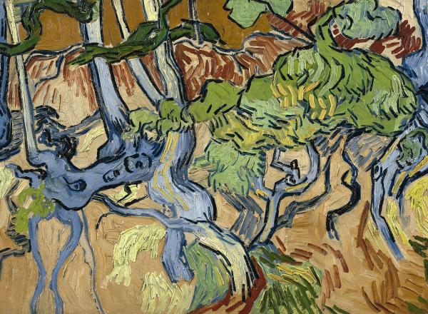 Vincent van Gogh painting of tangled blue roots