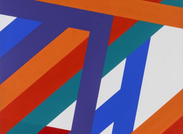 Dóra Maurer, Relative Quasi Image, 1996. Acrylic on canvas and wood. 100 × 100 cm. Private collection. © Dóra Maurer