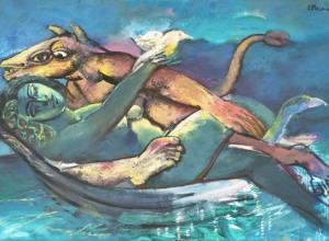 Lovers, 1993, 34 x 48 in., oil on canvas. Courtesy of The Edward E. Boccia Artist Estate and the Philip Slein Gallery, St. Louis.