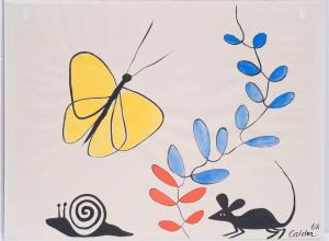 Alexander Calder (1898 - 1976), Butterfly, Mouse and Snail, 1968. Gouache. 22 7/8 x 30 3/4 in.