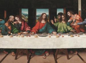 Leonardo da Vinci, The Last Supper, c. 1495–1498.     Tempera on gesso, pitch, and mastic. 181 × 346 in (460 × 880 cm). Santa Maria delle Grazie, Milan.